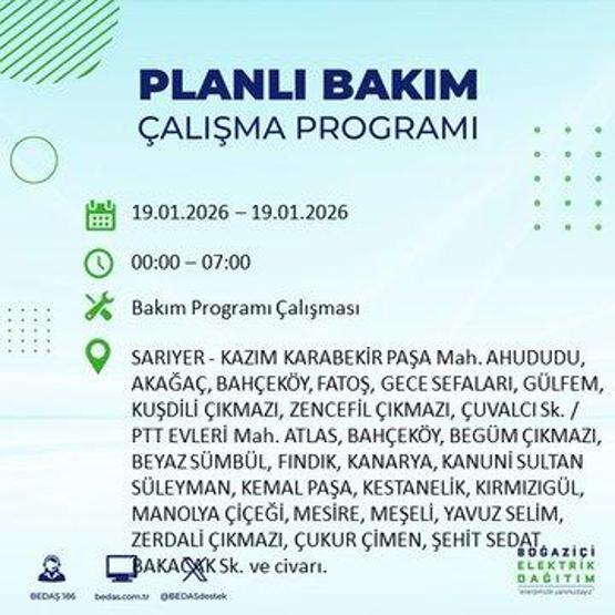 BEDAŞ İSTANBUL ELEKTRİK KESİNTİSİ 19 OCAK: İstanbul’da elektrikler ne zaman gelecek 19 Ocak Pazartesi BEDAŞ AYEDAŞ İstanbul elektrik kesintisi listesi...