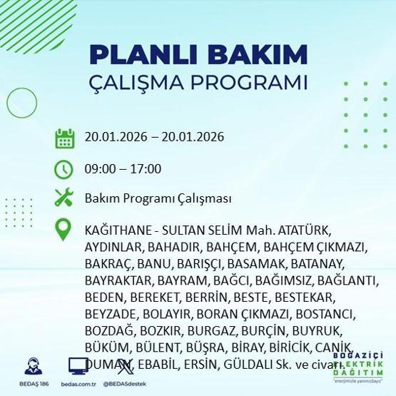 20 OCAK İSTANBUL ELEKTRİK KESİNTİSİ BEDAŞ: İstanbul elektrik kesintisi ne kadar sürecek Kesintiden hangi ilçeler etkilenecek