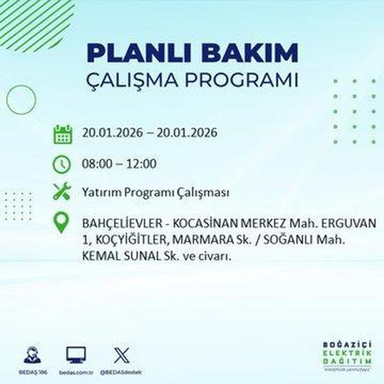 20 OCAK İSTANBUL ELEKTRİK KESİNTİSİ BEDAŞ: İstanbul elektrik kesintisi ne kadar sürecek Kesintiden hangi ilçeler etkilenecek