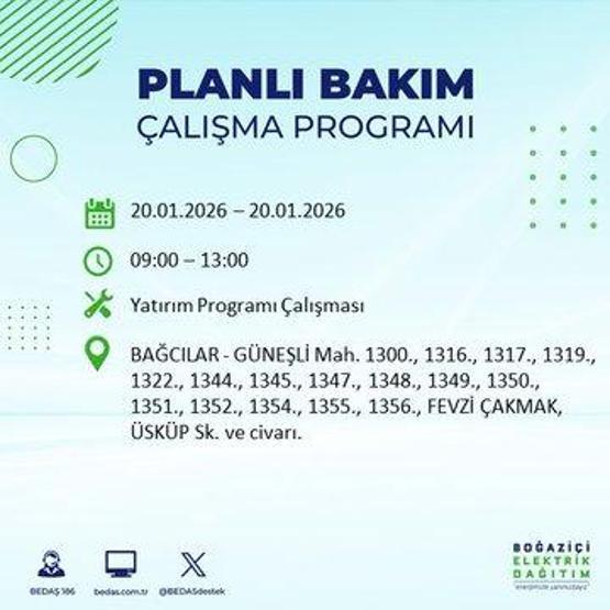 20 OCAK İSTANBUL ELEKTRİK KESİNTİSİ BEDAŞ: İstanbul elektrik kesintisi ne kadar sürecek Kesintiden hangi ilçeler etkilenecek