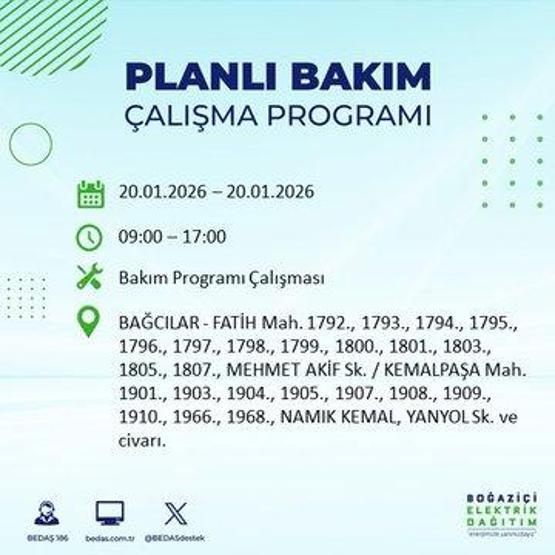20 OCAK İSTANBUL ELEKTRİK KESİNTİSİ BEDAŞ: İstanbul elektrik kesintisi ne kadar sürecek Kesintiden hangi ilçeler etkilenecek