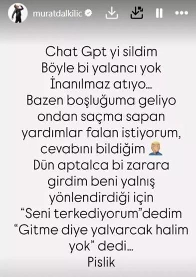 Murat Dalkılıçın yapay zeka deneyimi olay oldu: Aptalca bir zarara girdim
