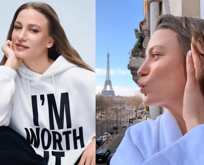 Mert Demir ile aşk yaşayan Serenay Sarıkayadan ‘Paris’ pozu EYFEL KULESİNE ÖPÜCÜK ATTI