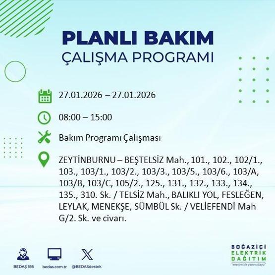 PLANLI ELEKTRİK KESİNTİSİ İSTANBUL 27 Ocakta İstanbul’da elektrikler ne zaman gelecek