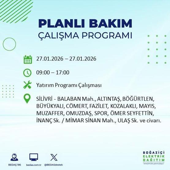 PLANLI ELEKTRİK KESİNTİSİ İSTANBUL 27 Ocakta İstanbul’da elektrikler ne zaman gelecek
