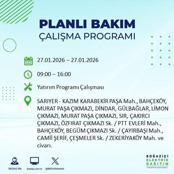 PLANLI ELEKTRİK KESİNTİSİ İSTANBUL 27 Ocakta İstanbul’da elektrikler ne zaman gelecek