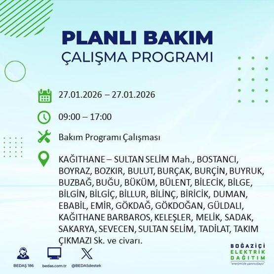 PLANLI ELEKTRİK KESİNTİSİ İSTANBUL 27 Ocakta İstanbul’da elektrikler ne zaman gelecek