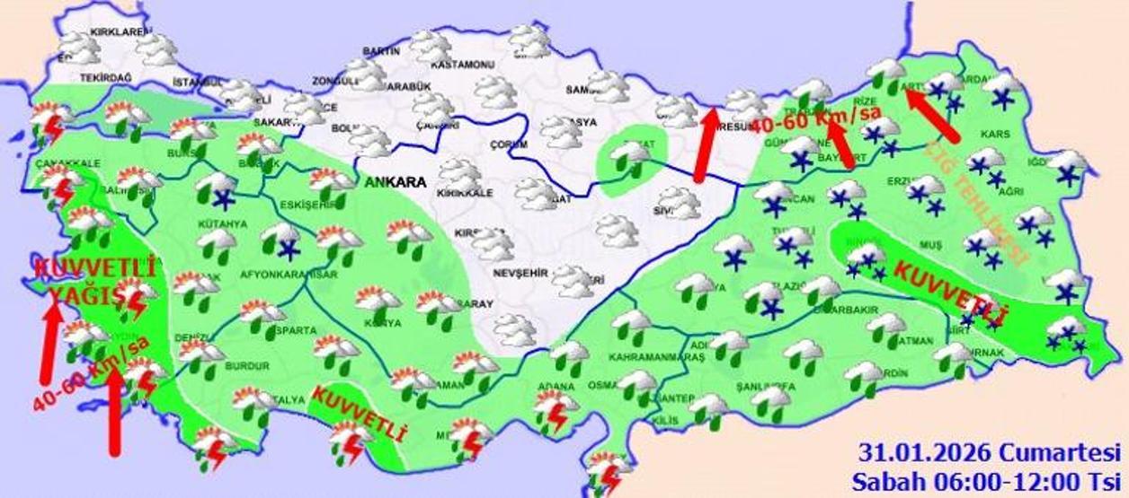 SON DAKİKA | Dikkat 4 gün sürecek... Turuncu ve sarı kodlu alarm Kar yağışı, kuvvetli sağanak ve fırtına alarmı