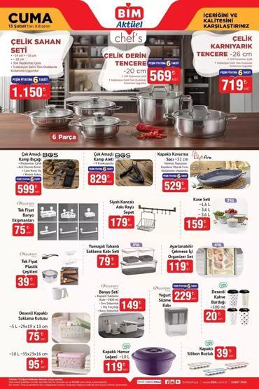 BİM 13 ŞUBAT AKTÜEL ÜRÜNLER KATALOĞU BİMde bu hafta neler var 18 Parça Yemek Takımı, Kalp Şekilli Döküm Tencere, Çelik Sahan Seti...
