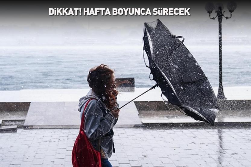 Dikkat Hafta boyunca sürecek: Meteoroloji uyardı: Sağanak, fırtına, kar...