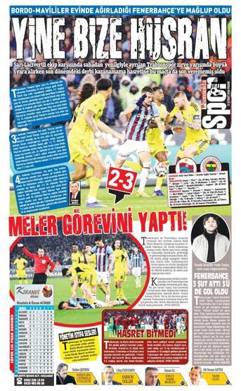Trabzonun yerel gazeteleri, Fenerbahçe mağlubiyetini manşete taşıdı: Yine bize hüsran