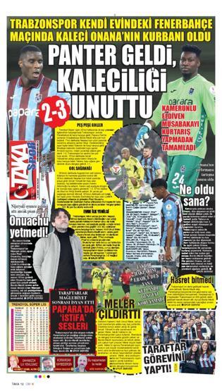 Trabzonun yerel gazeteleri, Fenerbahçe mağlubiyetini manşete taşıdı: Yine bize hüsran