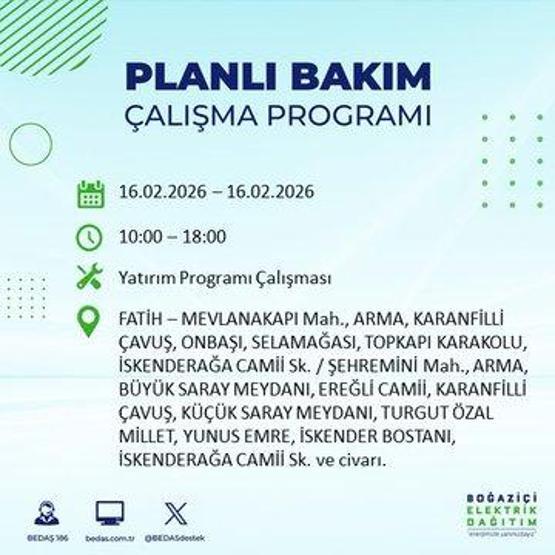 16 ŞUBAT İSTANBUL ELEKTRİK KESİNTİSİ BEDAŞ: İstanbulda Elektrikler Ne Zaman Gelecek 23 İlçede Saatler Süren Kesinti Yaşanacak