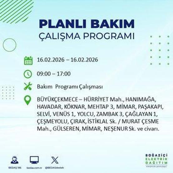 16 ŞUBAT İSTANBUL ELEKTRİK KESİNTİSİ BEDAŞ: İstanbulda Elektrikler Ne Zaman Gelecek 23 İlçede Saatler Süren Kesinti Yaşanacak