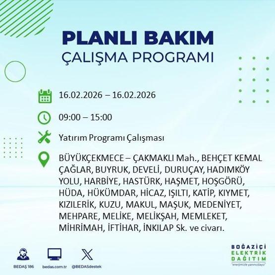 16 ŞUBAT İSTANBUL ELEKTRİK KESİNTİSİ BEDAŞ: İstanbulda Elektrikler Ne Zaman Gelecek 23 İlçede Saatler Süren Kesinti Yaşanacak