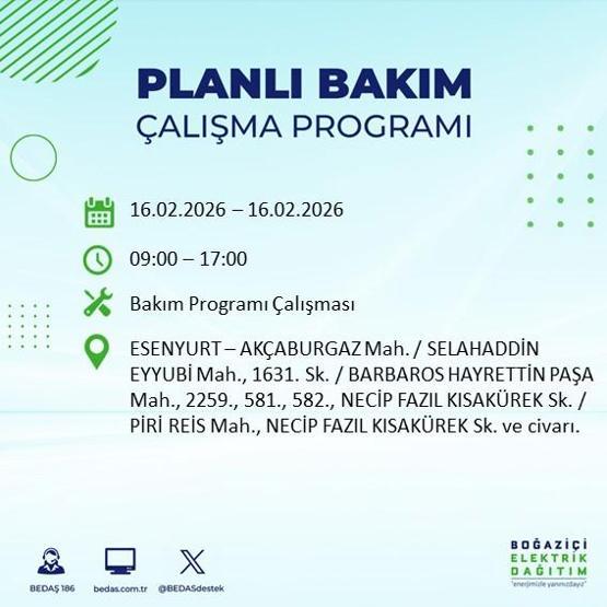 16 ŞUBAT İSTANBUL ELEKTRİK KESİNTİSİ BEDAŞ: İstanbulda Elektrikler Ne Zaman Gelecek 23 İlçede Saatler Süren Kesinti Yaşanacak