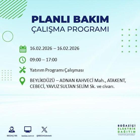16 ŞUBAT İSTANBUL ELEKTRİK KESİNTİSİ BEDAŞ: İstanbulda Elektrikler Ne Zaman Gelecek 23 İlçede Saatler Süren Kesinti Yaşanacak