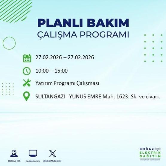 27 ŞUBAT İSTANBUL ELEKTRİK KESİNTİSİ İstanbulda 6-8 Saat Elektrik Kesintisi Yaşanacak BEDAŞ Duyurdu: İşte Etkilenecek İlçeler...