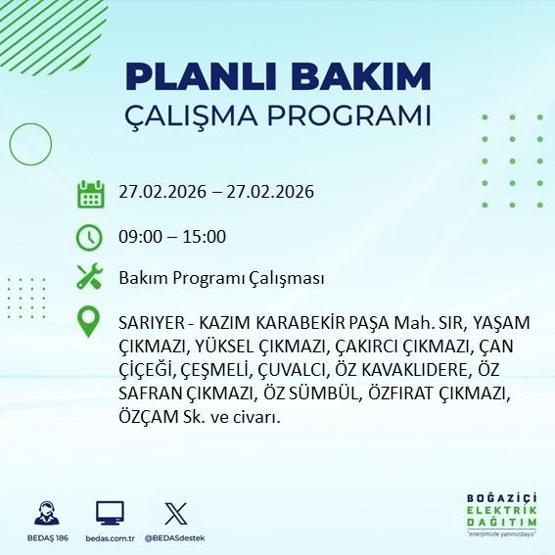 27 ŞUBAT İSTANBUL ELEKTRİK KESİNTİSİ İstanbulda 6-8 Saat Elektrik Kesintisi Yaşanacak BEDAŞ Duyurdu: İşte Etkilenecek İlçeler...