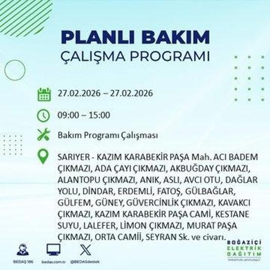 27 ŞUBAT İSTANBUL ELEKTRİK KESİNTİSİ İstanbulda 6-8 Saat Elektrik Kesintisi Yaşanacak BEDAŞ Duyurdu: İşte Etkilenecek İlçeler...