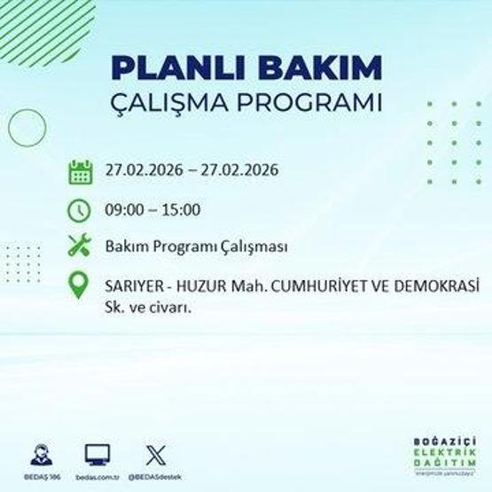 27 ŞUBAT İSTANBUL ELEKTRİK KESİNTİSİ İstanbulda 6-8 Saat Elektrik Kesintisi Yaşanacak BEDAŞ Duyurdu: İşte Etkilenecek İlçeler...