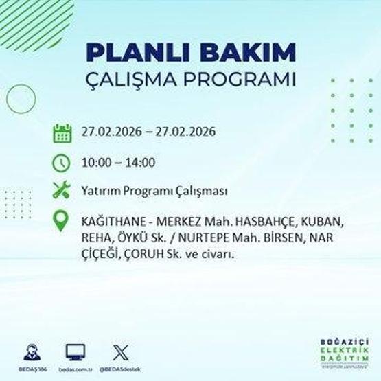 27 ŞUBAT İSTANBUL ELEKTRİK KESİNTİSİ İstanbulda 6-8 Saat Elektrik Kesintisi Yaşanacak BEDAŞ Duyurdu: İşte Etkilenecek İlçeler...