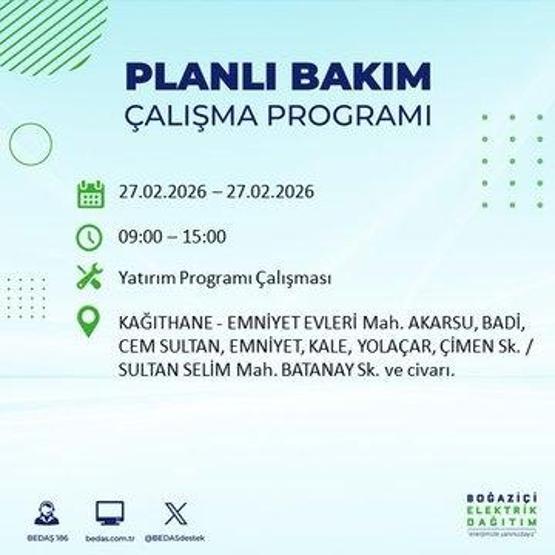 27 ŞUBAT İSTANBUL ELEKTRİK KESİNTİSİ İstanbulda 6-8 Saat Elektrik Kesintisi Yaşanacak BEDAŞ Duyurdu: İşte Etkilenecek İlçeler...