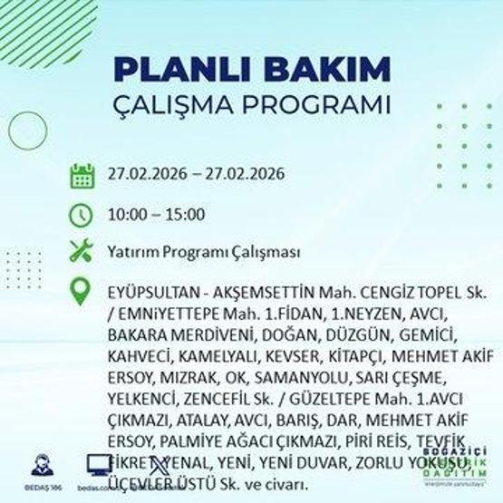 27 ŞUBAT İSTANBUL ELEKTRİK KESİNTİSİ İstanbulda 6-8 Saat Elektrik Kesintisi Yaşanacak BEDAŞ Duyurdu: İşte Etkilenecek İlçeler...