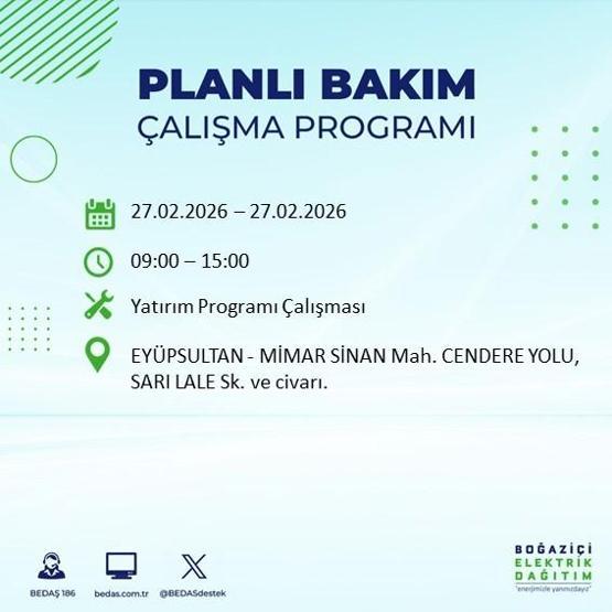 27 ŞUBAT İSTANBUL ELEKTRİK KESİNTİSİ İstanbulda 6-8 Saat Elektrik Kesintisi Yaşanacak BEDAŞ Duyurdu: İşte Etkilenecek İlçeler...