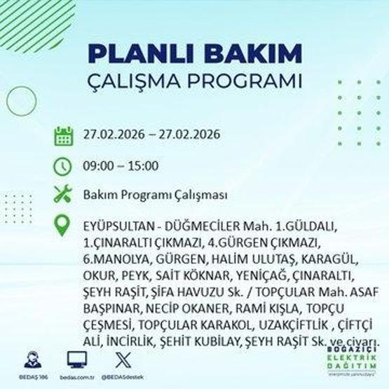 27 ŞUBAT İSTANBUL ELEKTRİK KESİNTİSİ İstanbulda 6-8 Saat Elektrik Kesintisi Yaşanacak BEDAŞ Duyurdu: İşte Etkilenecek İlçeler...