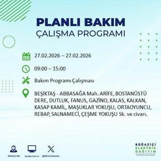 27 ŞUBAT İSTANBUL ELEKTRİK KESİNTİSİ İstanbulda 6-8 Saat Elektrik Kesintisi Yaşanacak BEDAŞ Duyurdu: İşte Etkilenecek İlçeler...