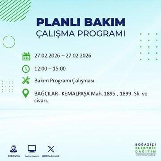 27 ŞUBAT İSTANBUL ELEKTRİK KESİNTİSİ İstanbulda 6-8 Saat Elektrik Kesintisi Yaşanacak BEDAŞ Duyurdu: İşte Etkilenecek İlçeler...
