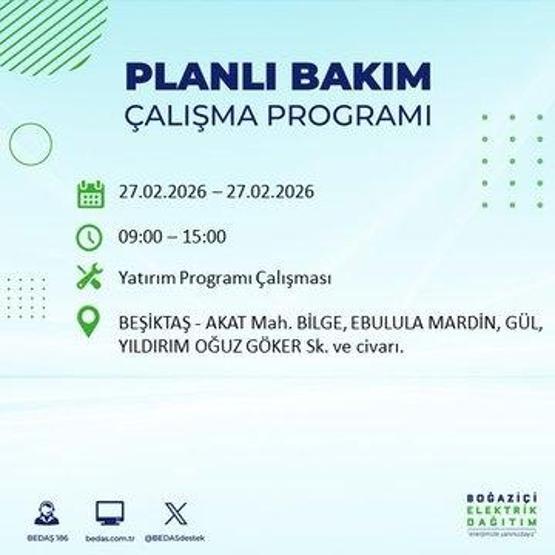 27 ŞUBAT İSTANBUL ELEKTRİK KESİNTİSİ İstanbulda 6-8 Saat Elektrik Kesintisi Yaşanacak BEDAŞ Duyurdu: İşte Etkilenecek İlçeler...