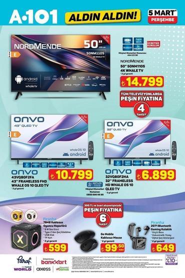 5 MART A101 KATALOĞU 2026: A101’de İndirimli Ürünler Bugün Raflarda Tam 15 sayfa: Onvo Televizyon, Kiwi Halı Yıkama Makinesi, Singer Overlok Makinesi, 125 CC Benzinli Motosiklet...