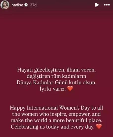 Ünlü isimlerden 8 Mart Dünya Kadınlar Günü Paylaşımı