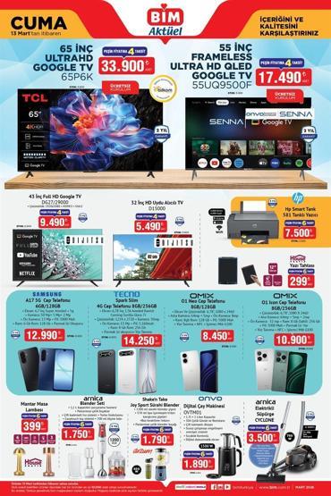 BİM 13 MART AKTÜEL KATALOĞU: BİM Cuma İndirimli Aktüel Ürünler Neler Cep Telefonu, Sürahi Blender, Tanklı Yazıcı, Dijital Çay Makinesi, Mantar Masa Lambası Yarın Satışta...