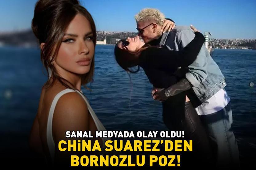 Sanal medyada olay oldu Galatasarayın yıldızı Mauro Icardinin büyük aşkı China Suarezden bornozlu poz