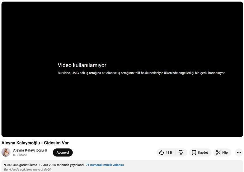 Kubilay Kaan Kundakçı cinayeti sonrası tutuklanmıştı Aleyna Kalaycıoğlu’nun Gidesim Var şarkısı YouTube’dan kaldırıldı