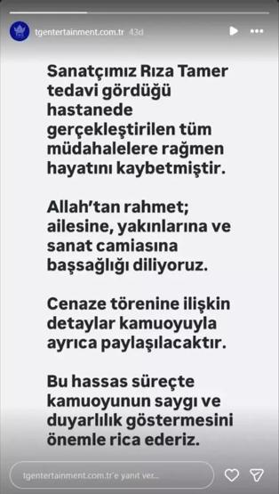 Rıza Tamer hayatını kaybetti Ölüm nedeni araştırılıyor Savcılık inceleme başlattı