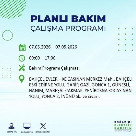 İSTANBUL ELEKTRİK KESİNTİSİ 7 MAYIS 2026: BEDAŞ Duyurdu 19 İlçe Karanlığa Gömülecek İstanbul Elektrik Kesintisi Kaç Saat Sürecek, Ne Zaman Bitecek