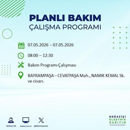 İSTANBUL ELEKTRİK KESİNTİSİ 7 MAYIS 2026: BEDAŞ Duyurdu 19 İlçe Karanlığa Gömülecek İstanbul Elektrik Kesintisi Kaç Saat Sürecek, Ne Zaman Bitecek