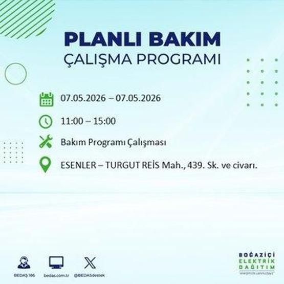 İSTANBUL ELEKTRİK KESİNTİSİ 7 MAYIS 2026: BEDAŞ Duyurdu 19 İlçe Karanlığa Gömülecek İstanbul Elektrik Kesintisi Kaç Saat Sürecek, Ne Zaman Bitecek