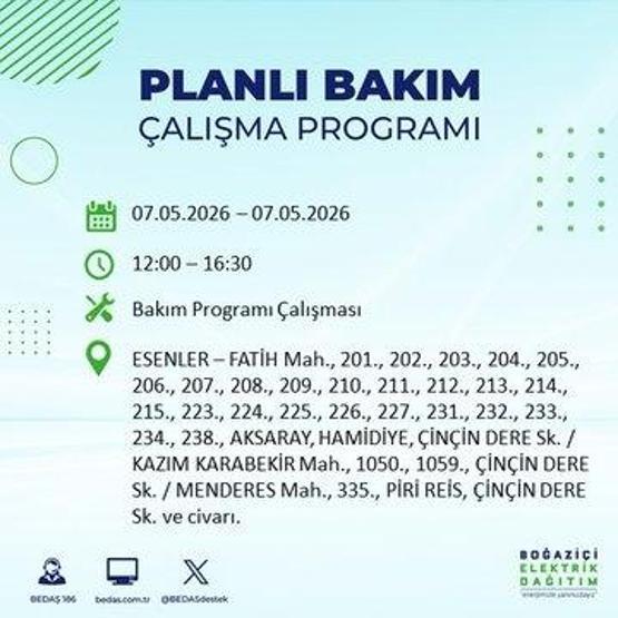 İSTANBUL ELEKTRİK KESİNTİSİ 7 MAYIS 2026: BEDAŞ Duyurdu 19 İlçe Karanlığa Gömülecek İstanbul Elektrik Kesintisi Kaç Saat Sürecek, Ne Zaman Bitecek