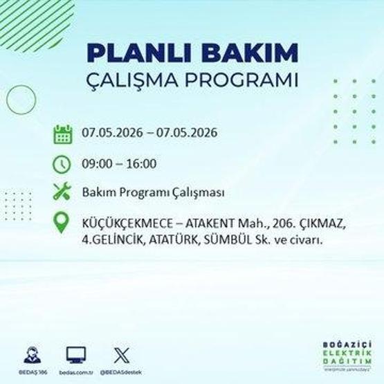 İSTANBUL ELEKTRİK KESİNTİSİ 7 MAYIS 2026: BEDAŞ Duyurdu 19 İlçe Karanlığa Gömülecek İstanbul Elektrik Kesintisi Kaç Saat Sürecek, Ne Zaman Bitecek