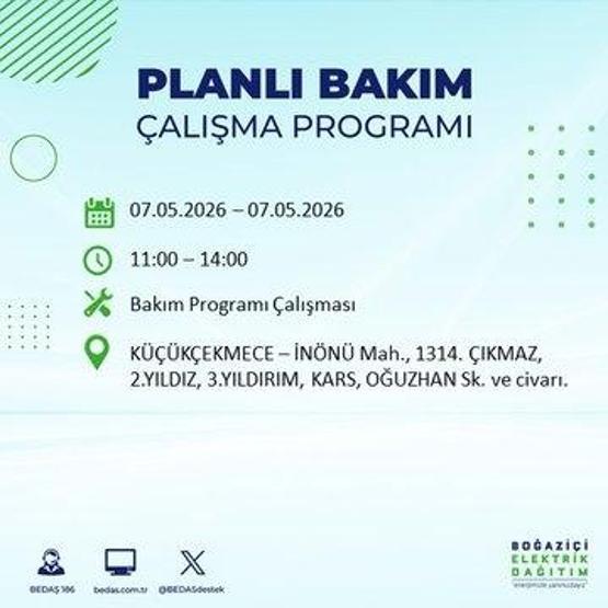 İSTANBUL ELEKTRİK KESİNTİSİ 7 MAYIS 2026: BEDAŞ Duyurdu 19 İlçe Karanlığa Gömülecek İstanbul Elektrik Kesintisi Kaç Saat Sürecek, Ne Zaman Bitecek