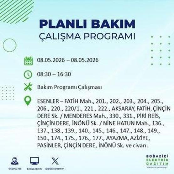 8 MAYIS İSTANBUL ELEKTRİK KESİNTİSİ: BEDAŞ Duyurdu Hangi İlçelerde Elektrik Yok