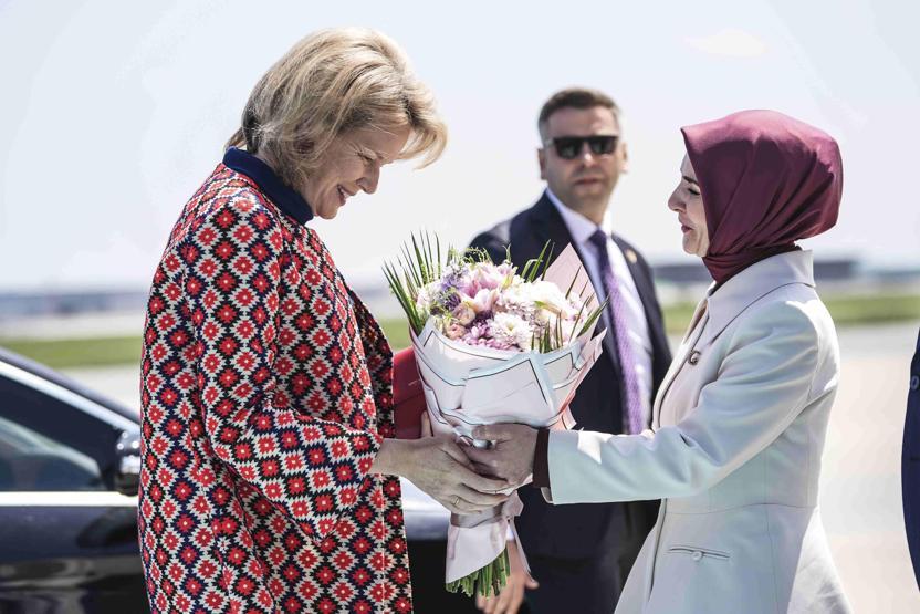 Belçika Kraliçesi Mathilde İstanbulda Dev heyetle Türkiyeye geldi: İşte ziyaretten ilk kareler...