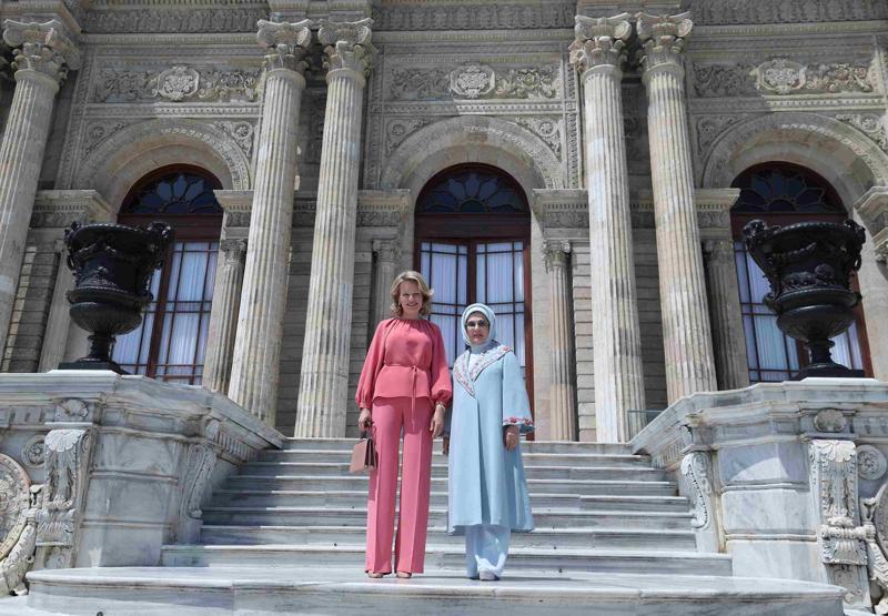 Belçika Kraliçesi Mathilde İstanbulda Dev heyetle Türkiyeye geldi: İşte ziyaretten ilk kareler...