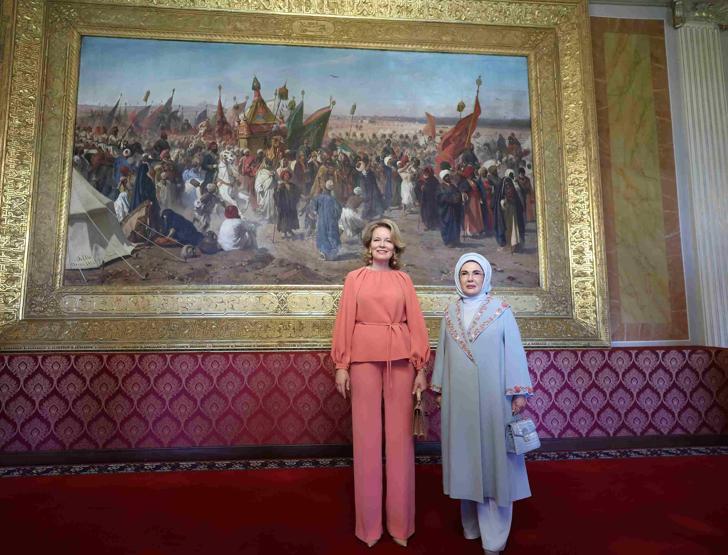 Belçika Kraliçesi Mathilde İstanbulda Dev heyetle Türkiyeye geldi: İşte ziyaretten ilk kareler...