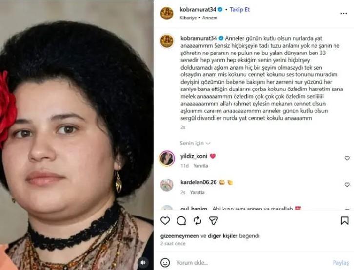 Kobra Murat’tan Yürek Burkan Paylaşım: 33 Senedir Hep Yarımım